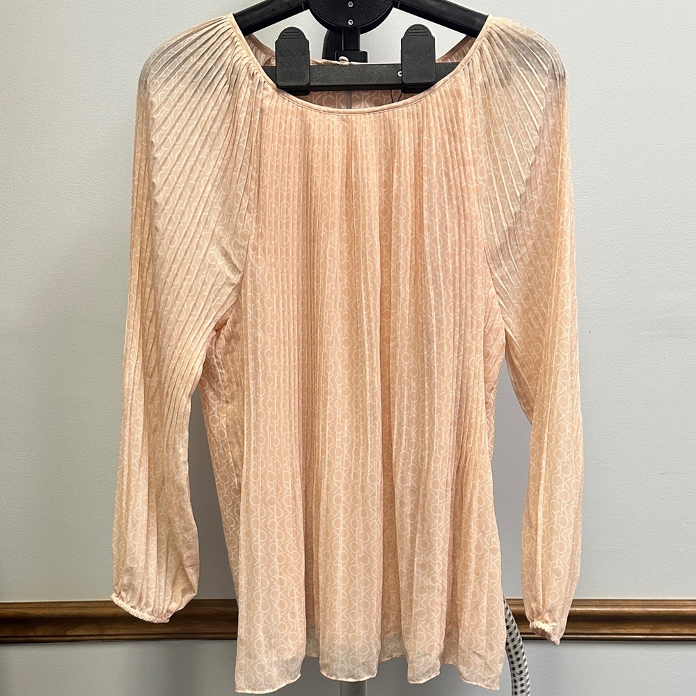 Calvin Klein Peach Pleated Blouse